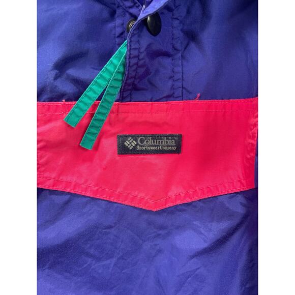 VTG Columbia Anorak 1/4‎ Zip Pullover Jacket Mens Large Purple Aqua Retro Ski - Picture 5 of 9